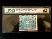 Load image into Gallery viewer, Allied Military Currency - WWII 1944 1/2 Mark - 3 Sequential Bills - PMG Cert