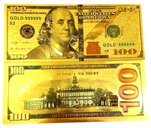Load image into Gallery viewer, Lot of 10 - 24 K GOLD Plated $100 Dollar Bill with Green Seal TWO SIDED Printed