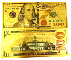 Lot of 100 - 24 K GOLD Plated $100 Dollar Bill with Green Seal TWO SIDED Printed