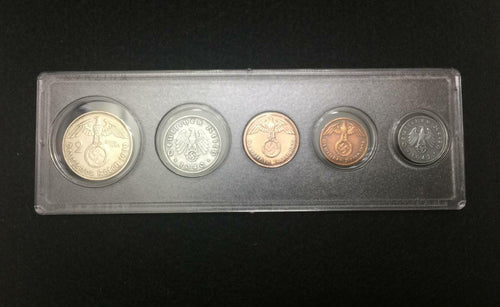 Rare German Coins Set Big Eagle SILVER Coin with Secure Display Case - WWII Artifacts - Collectors Couch